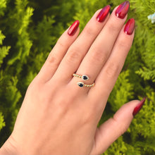 14K GOLD DIAMOND SAPPHIRE MADISON PEAR RING