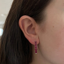 14K GOLD DIAMOND RUBY SHEVA HOOPS