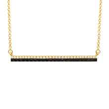 14K GOLD BLACK AND WHITE DIAMOND BAR NECKLACE