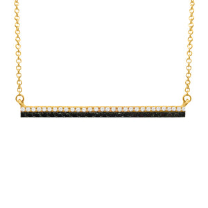 14K GOLD BLACK AND WHITE DIAMOND BAR NECKLACE