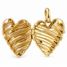 14K GOLD DIAMOND LILLY HEART LOCKET CHARM