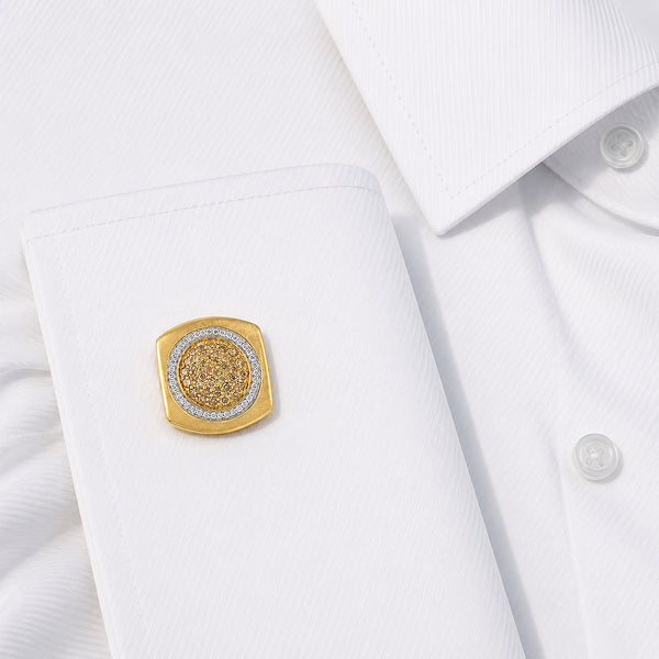 14K GOLD DIAMOND AND CHAMPAGNE DIAMOND JALEN CUFFLINKS