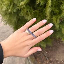 14K GOLD DIAMOND SAPPHIRE LAUREN DOUBLE FINGER RING