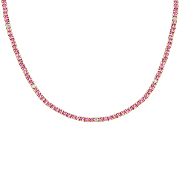 14K GOLD DIAMOND PINK SAPPHIRE ELLIE NECKLACE