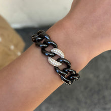 14K GOLD DIAMOND BLACK CERAMIC CUBAN BRACELET