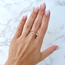 14K GOLD DIAMOND PINK SAPPHIRE MADISON PEAR RING