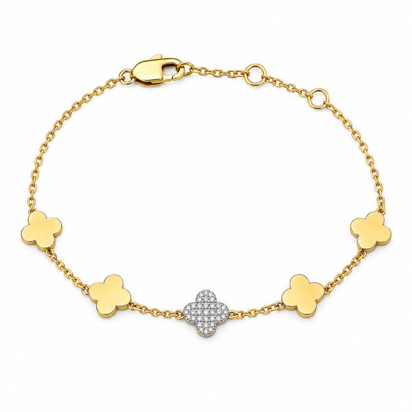 14K GOLD DIAMOND MAEVE CLOVER BRACELET