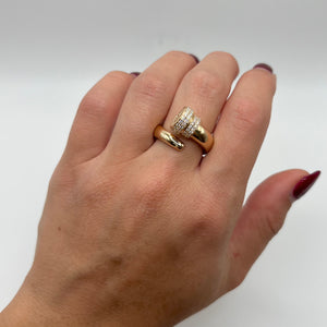 14K GOLD DIAMOND KARA NAIL RING