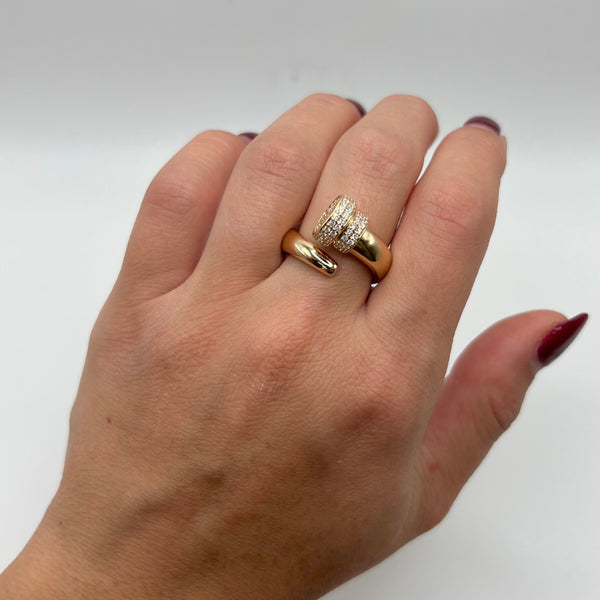 14K GOLD DIAMOND KARA NAIL RING