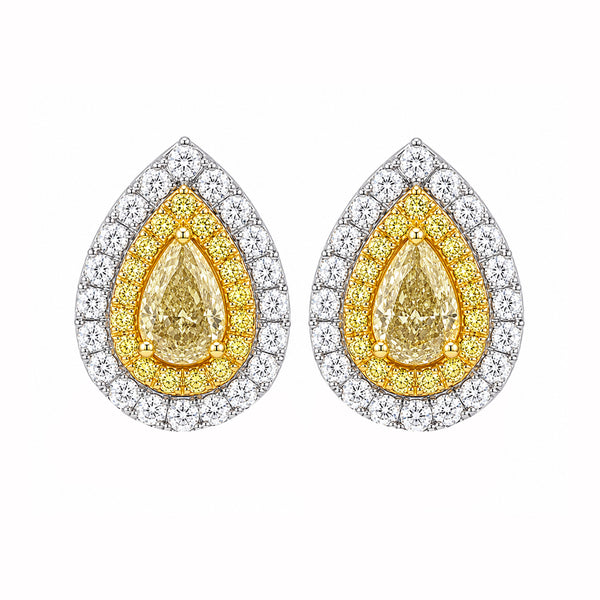 14K GOLD DIAMOND BRENDA PEAR STUDS