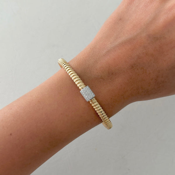 14K GOLD DIAMOND MADGE FLEX CUFF BANGLE