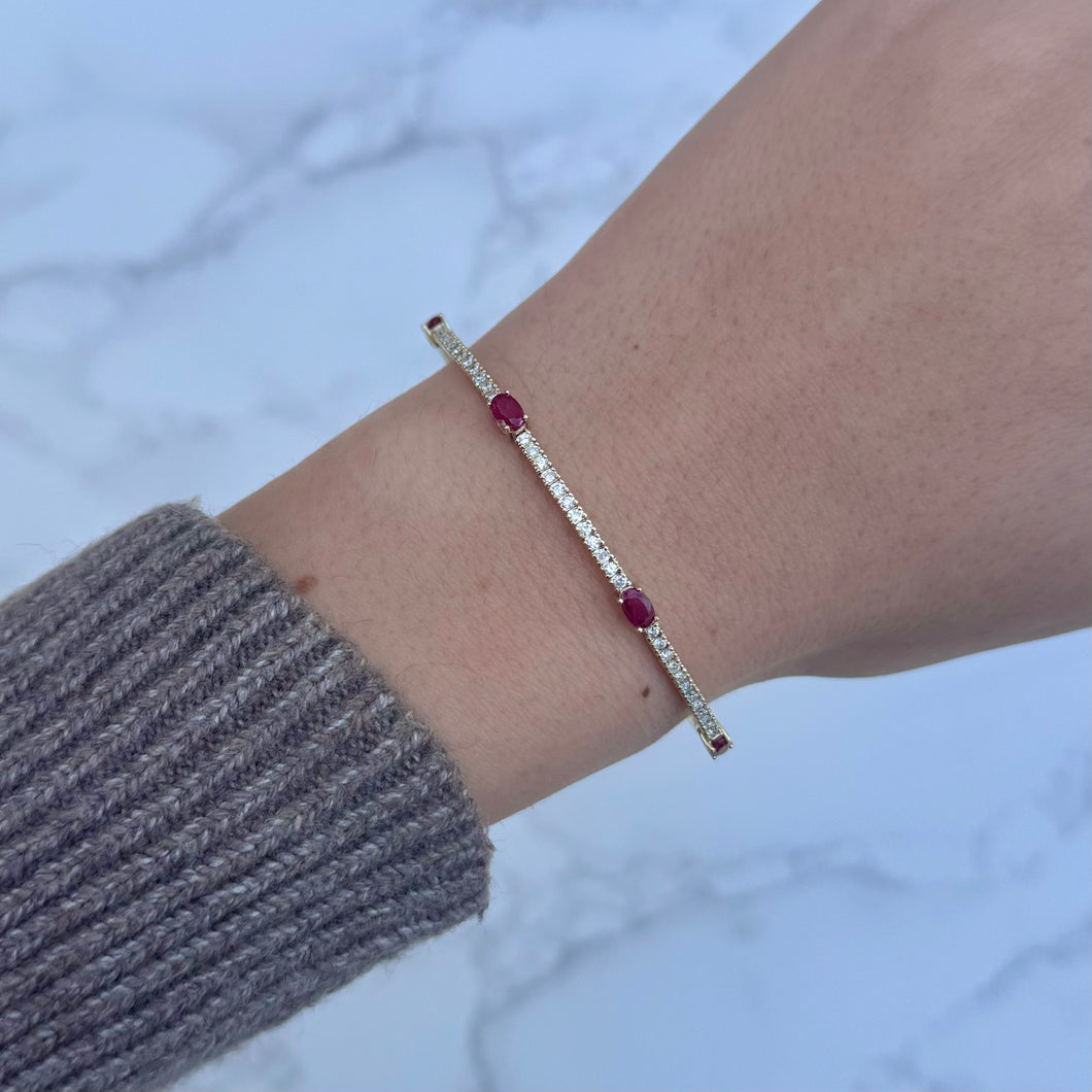 14K GOLD DIAMOND RUBY EFFIE FLEX BANGLE