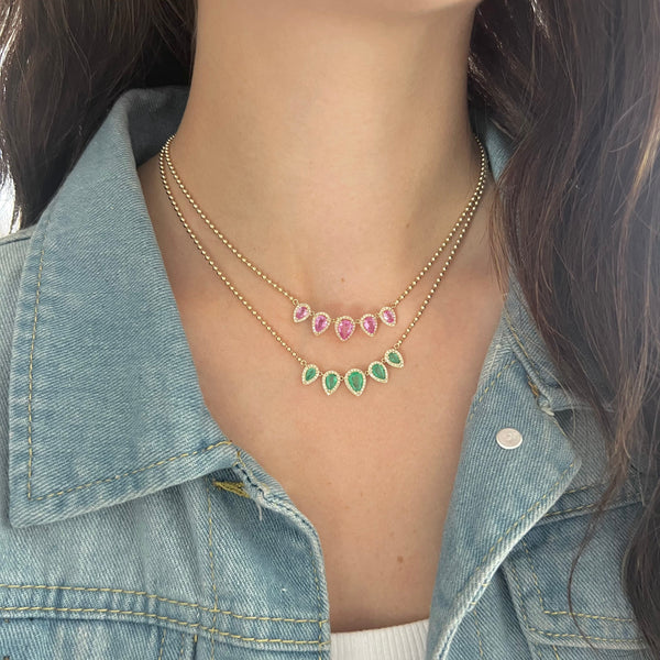 14K GOLD DIAMOND EMERALD ELIZA NECKLACE
