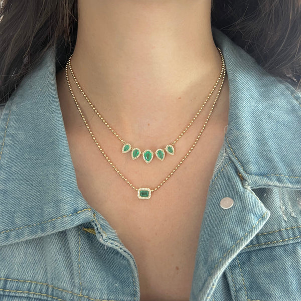 14K GOLD DIAMOND EMERALD SHANNA NECKLACE