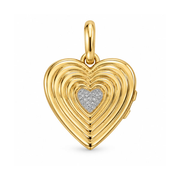 14K GOLD DIAMOND BECKY HEART LOCKET CHARM