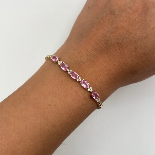 14K GOLD DIAMOND PINK SAPPHIRE KATIE BRACELET