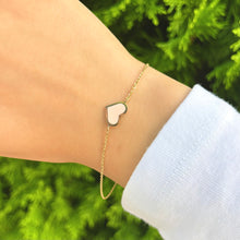 14K GOLD PINK MOTHER OF PEARL MEG HEART BRACELET