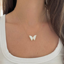14K GOLD DIAMOND MOTHER OF PEARL BEATRIX BUTTERFLY NECKLACE