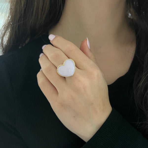 14K GOLD DIAMOND PINK OPAL TERRI RING
