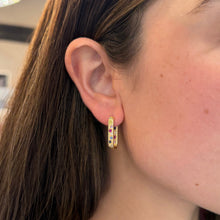 14K GOLD DIAMOND AND MULTICOLOR SAPPHIRE GWEN CONFETTI HOOPS