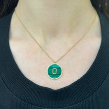 14K GOLD DIAMOND EMERALD AND MALACHITE RACHEL NECKLACE