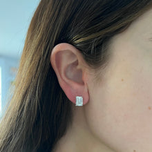 14K GOLD 4.00 CT LAB GROWN DIAMOND EMERALD STUDS