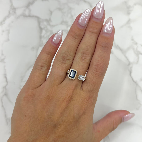 14K GOLD DIAMOND SAPPHIRE NYLA RING
