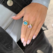 14K GOLD DIAMOND AND BLUE TOPAZ BRANDI RING