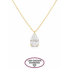 14K GOLD 3.00 CT LAB GROWN DIAMOND PEAR NECKLACE
