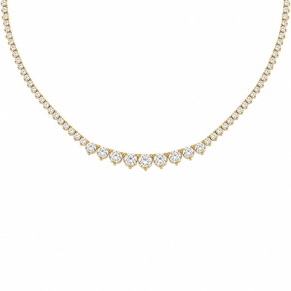 14K GOLD 5.74 CT NATURAL DIAMOND GRADUATED TENNIS NECKLACE