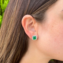 14K GOLD DIAMOND GREEN AGATE MIRANDA STUDS