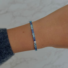 14K GOLD DIAMOND SAPPHIRE AND BLUE TOPAZ MEDIUM RENA TENNIS BRACELET