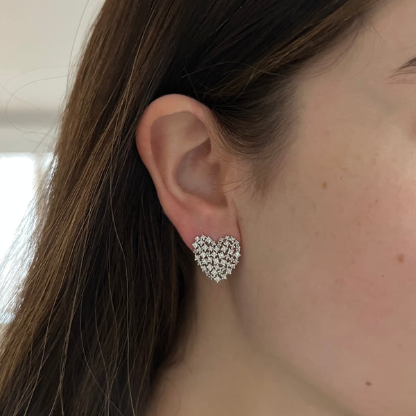 14K GOLD DIAMOND MEDIUM GINGER HEART EARRINGS