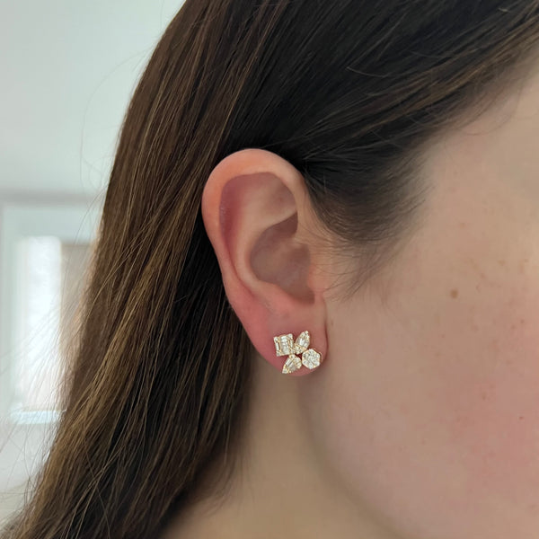 14K GOLD DIAMOND LARGE TALIA STUDS