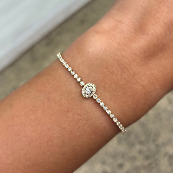 14K GOLD DIAMOND MALI OVAL BRACELET