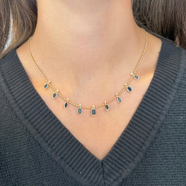 14K GOLD DIAMOND SAPPHIRE CHARISSE NECKLACE