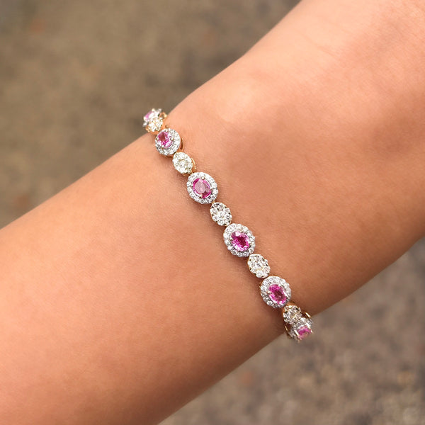 14K GOLD DIAMOND PINK SAPPHIRE CHELLI BRACELET