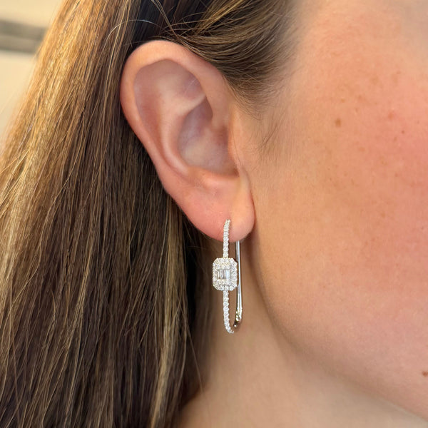 14K GOLD DIAMOND ROSELYN HOOPS