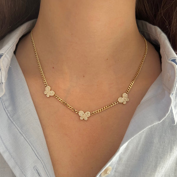 14K GOLD DIAMOND COREY BUTTERFLY NECKLACE