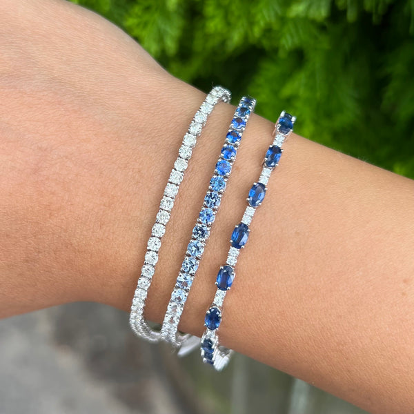 14K GOLD MULTI COLOR BLUE SAPPHIRE CASSANDRA TENNIS BRACELET