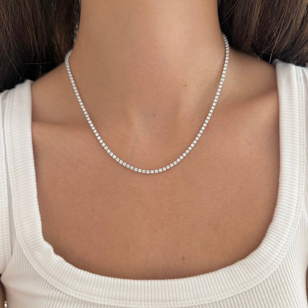 14K GOLD 6.70 CT LAB GROWN DIAMOND TENNIS NECKLACE
