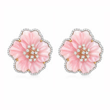 14K GOLD DIAMOND PEARL CHERISE FLOWER EARRINGS