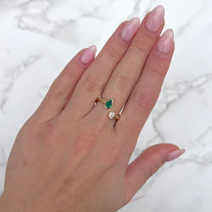 14K GOLD DIAMOND EMERALD ERIN RING