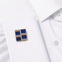 14K GOLD CHAMPAGNE DIAMOND LAPIS COREY CUFFLINKS