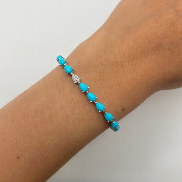 14K GOLD DIAMOND TURQUOISE TAMMY BRACELET