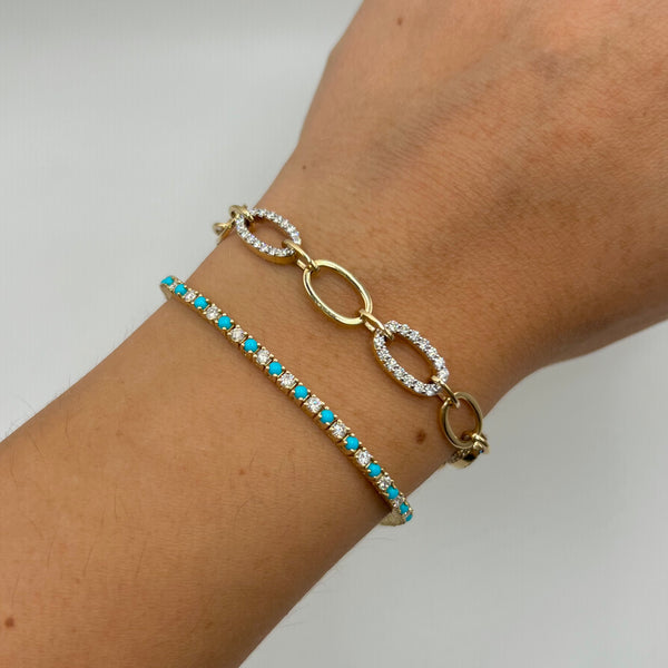 14K GOLD DIAMOND TURQUOISE SABRINA BRACELET