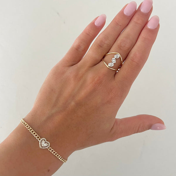 14K GOLD DIAMOND ELANA HEART BRACELET
