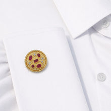 14K GOLD DIAMOND RUBY ELIAS CUFFLINKS