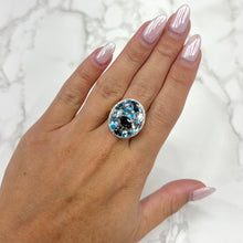 14K GOLD DIAMOND BLUE TOPAZ SARA OVAL RING