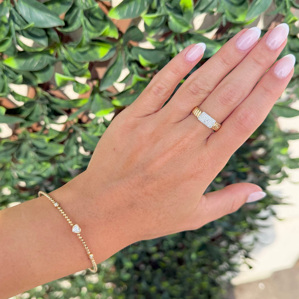 14K GOLD DIAMOND LILLIAN HEART FLEX BANGLE